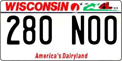 WI license plate 280NOO