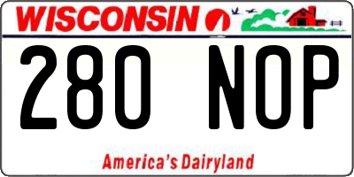 WI license plate 280NOP