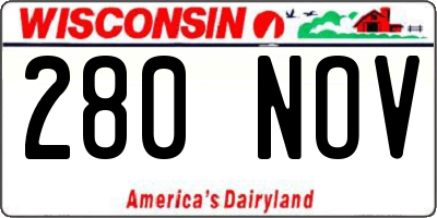 WI license plate 280NOV