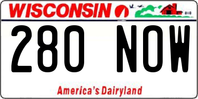 WI license plate 280NOW