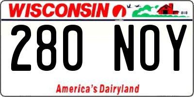 WI license plate 280NOY