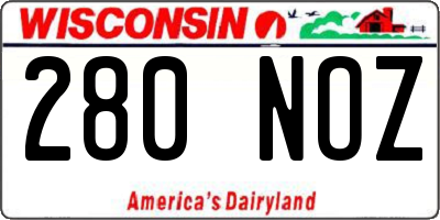 WI license plate 280NOZ