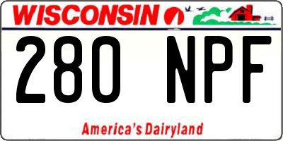 WI license plate 280NPF