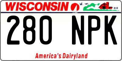 WI license plate 280NPK
