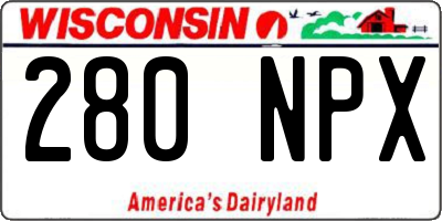 WI license plate 280NPX