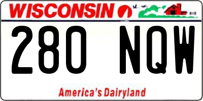 WI license plate 280NQW