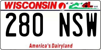 WI license plate 280NSW