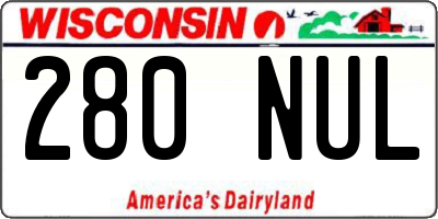 WI license plate 280NUL