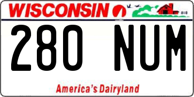 WI license plate 280NUM