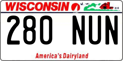 WI license plate 280NUN