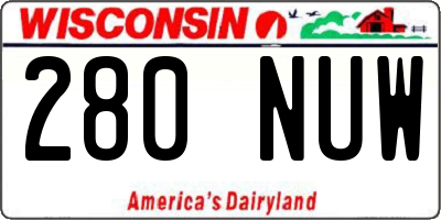 WI license plate 280NUW