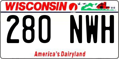 WI license plate 280NWH