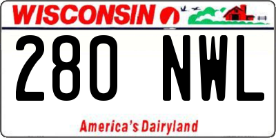 WI license plate 280NWL