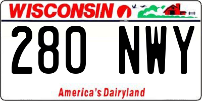 WI license plate 280NWY