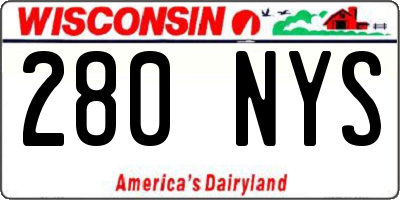 WI license plate 280NYS