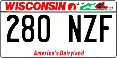 WI license plate 280NZF