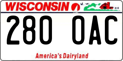 WI license plate 280OAC