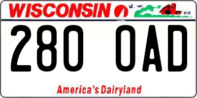 WI license plate 280OAD