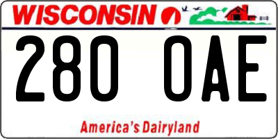 WI license plate 280OAE