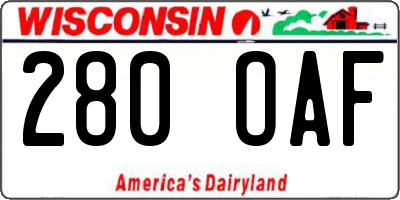 WI license plate 280OAF
