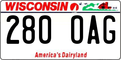 WI license plate 280OAG