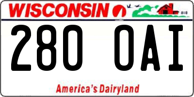 WI license plate 280OAI
