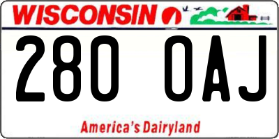WI license plate 280OAJ