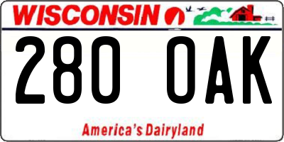 WI license plate 280OAK