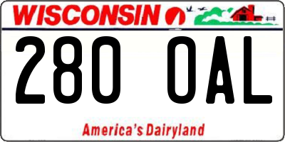 WI license plate 280OAL