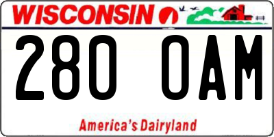 WI license plate 280OAM
