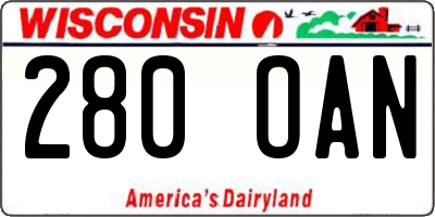 WI license plate 280OAN