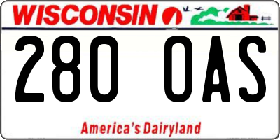 WI license plate 280OAS