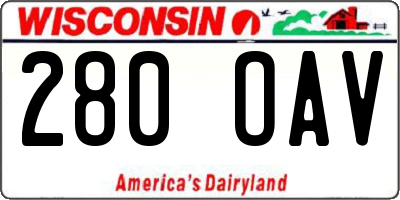 WI license plate 280OAV