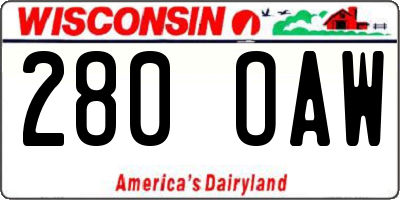 WI license plate 280OAW