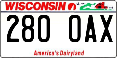 WI license plate 280OAX