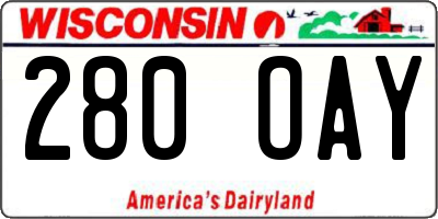 WI license plate 280OAY
