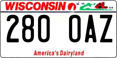 WI license plate 280OAZ