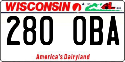WI license plate 280OBA