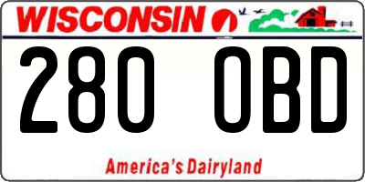 WI license plate 280OBD
