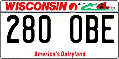 WI license plate 280OBE