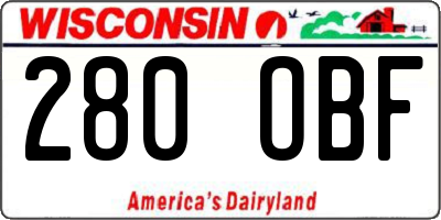WI license plate 280OBF