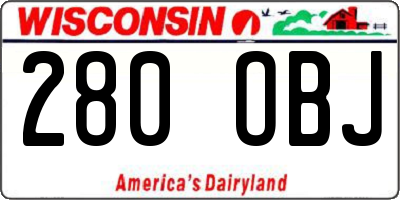 WI license plate 280OBJ