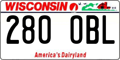 WI license plate 280OBL
