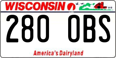 WI license plate 280OBS
