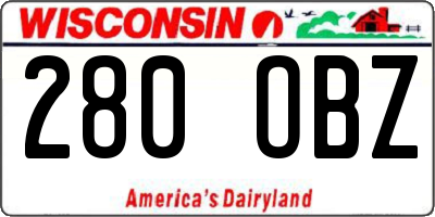 WI license plate 280OBZ