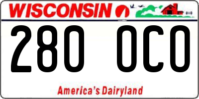 WI license plate 280OCO