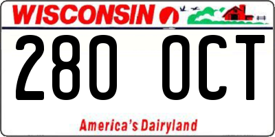 WI license plate 280OCT