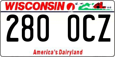 WI license plate 280OCZ