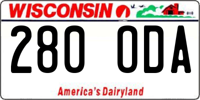 WI license plate 280ODA