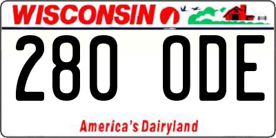WI license plate 280ODE